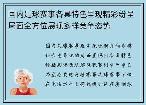 国内足球赛事各具特色呈现精彩纷呈局面全方位展现多样竞争态势